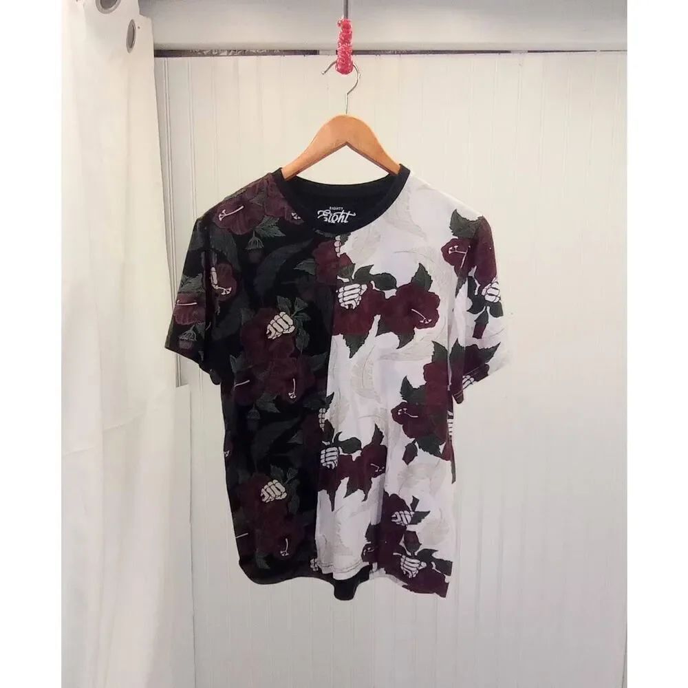 Eighty Eight Brand skeleton & flower tropical tee shirt. size small